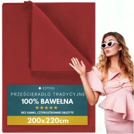 przescieradlo-bez-gumki-tradycyjne-200x220cm-100percent-bawelna-czerwone-czerwony
