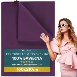 przescieradlo-bez-gumki-tradycyjne-160x210-cm-100percent-bawelna-sliwka