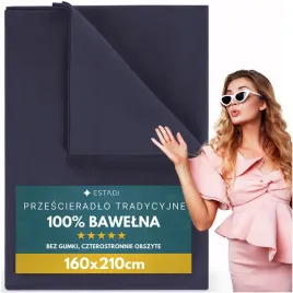 przescieradlo-bez-gumki-tradycyjne-160x210-cm-100percent-bawelna-granatowy-granat