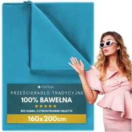przescieradlo-bez-gumki-tradycyjne-160x200-cm-bawelniane-turkusowe-turkus
