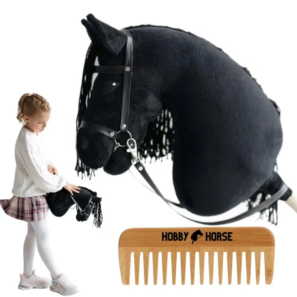 HOBBY HORSE KOŃ NA KIJU A3 KONIK GŁOWA KONIA PATYKU Z GRZYWĄ + GRZEBIEŃ