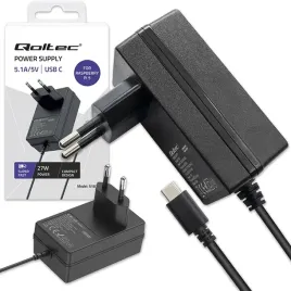 qoltec-ladowarka-super-fast-pd-do-raspberry-pi-5-usb-c-27w-5-1v-5a-czarna