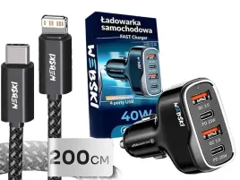 uniwersalna-ladowarka-samochodwa-usb-40w-kabel-do-iphone-lighting-200cm-27w