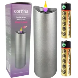 swieca-srebrna-17cm-cortina-3-24-wax-wklad-led-rozowy-plomien-baterie