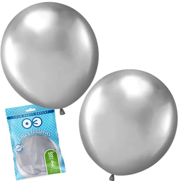 Balony srebrne kule lateksowy 45cm 19' 2szt srebrna kula duże do girlandy