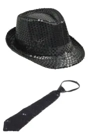 zestaw-czarny-kapelusz-cekinowy-fedora-krawat-black-cekin-disco