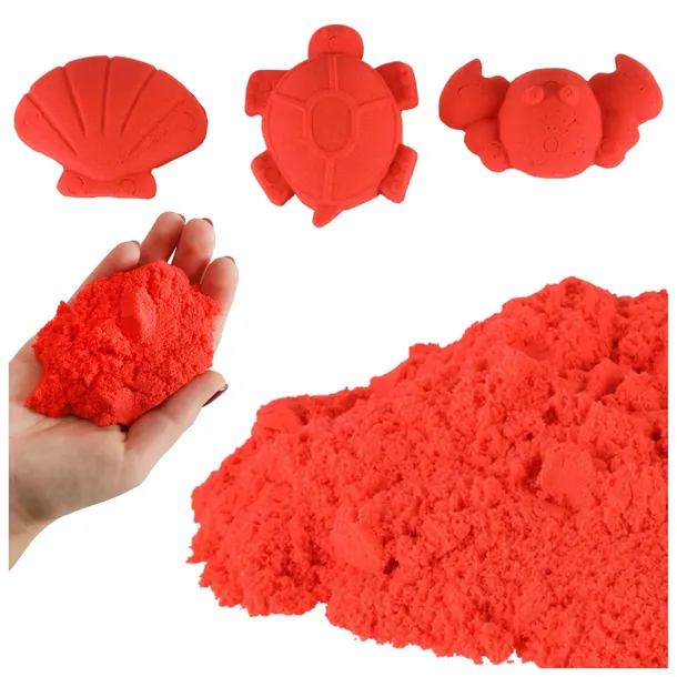 MAGICZNY PIASEK KINETYCZNY DYNAMICZNY PIASKOLINA W WORECZKU 1KG CZERWONY
