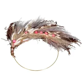 wianek-dekorowany-trawa-naturalny-brazowo-rozowy