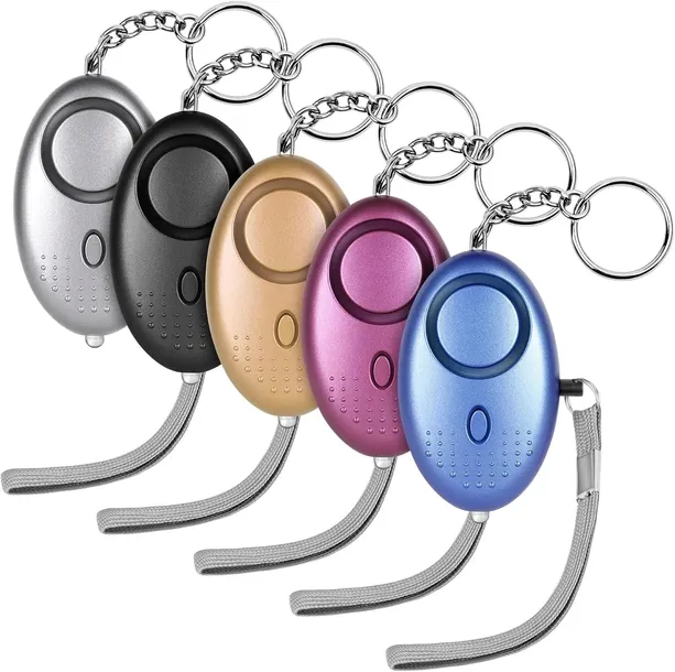 5x ALARM OSOBISTY BRELOK aż 140db BARDZO GŁOŚNY SAMOOBRONA + latarka LED