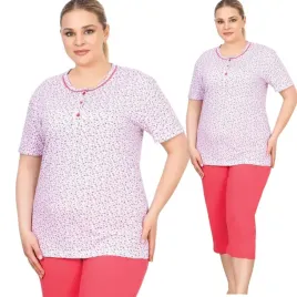 pizama-damska-bawelniana-plus-size-krotki-rekaw-spodnie-3-4-morella
