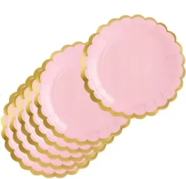 talerzyki-papierowe-jednorazowe-rozowe-ze-zlota-obwoluta-urodzinowe-6-szt