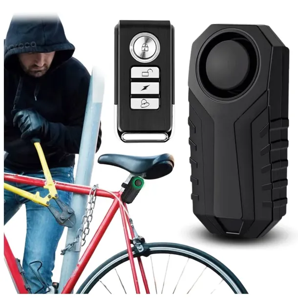 Alarm rowerowy antykradzieżowy blokada motoru hulajnogi głośny z pilotem