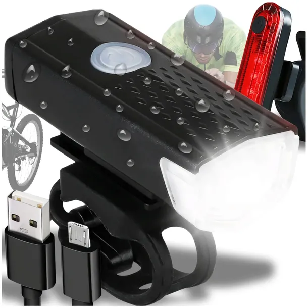 LAMPKA ROWEROWA PRZEDNIA TYLNA ŚWIATŁA DO ROWERU NA ROWER KIEROWNICE USB