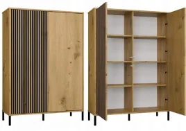 witryna-kamaro-2dd-slim-dab-artisan-szafka-lamele-front-ryflowany-gladki