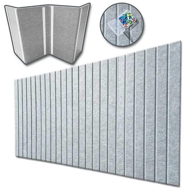 Samoprzylepne Panele Filcowe LAMELE 60x120cm filc Jasny SZARA 42 +PINEZKI