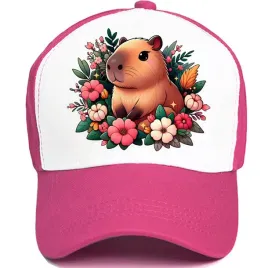 czapka-z-daszkiem-junior-slodka-kapibara-rozowo-biala-kids-na-lato-wiosne