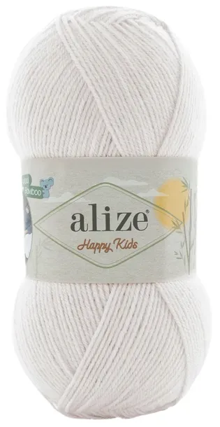 Włóczka Alize Happy Kids - 55 BIAŁY - 100g - 25% Wełna 65% Akryl