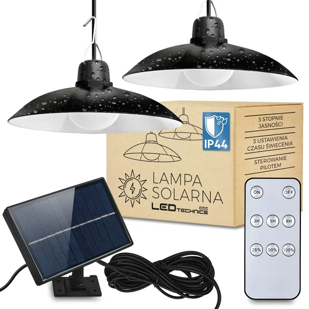 2x Lampa Solarna Wisząca Ogrodowa Zewnętrzna Altana Taras Czujnik + Pilot