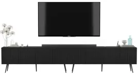 komoda-rtv-loft-szafka-rtv-glamour-czarny-mat-300cm-ryflowana-nogi-metalowe