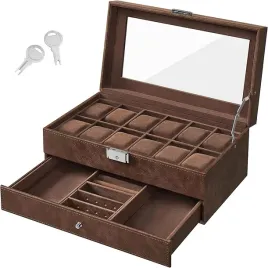 pudelko-na-zegarki-eleganckie-etui-szkatulka-brazowa-2-poziomy-12-szt