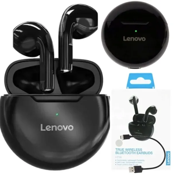 SŁUCHAWKI BEZPRZEWODOWE DOUSZNE LENOVO HT38 CZARNE TWS DOTYKOWE POWERBANK