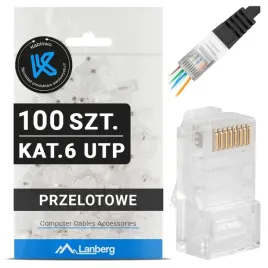 wtyk-rj45-sieciowe-linka-drut-koncowki-przelotowe-100szt-utp-kat-6-lanberg
