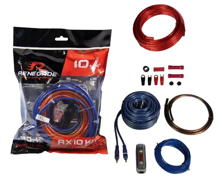 ZESTAW RCA WZMACNIACZA KABEL KABLI PRZEWÓD Renegade RX10KIT 10mm2