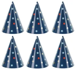 czapeczki-urodzinowe-niebieskie-w-gwiazdki-samolocik-urodziny-6szt