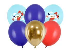 balony-urodzinowe-samoloty-urodziny-samolocik-samolot-niebieskie-zestaw-6x