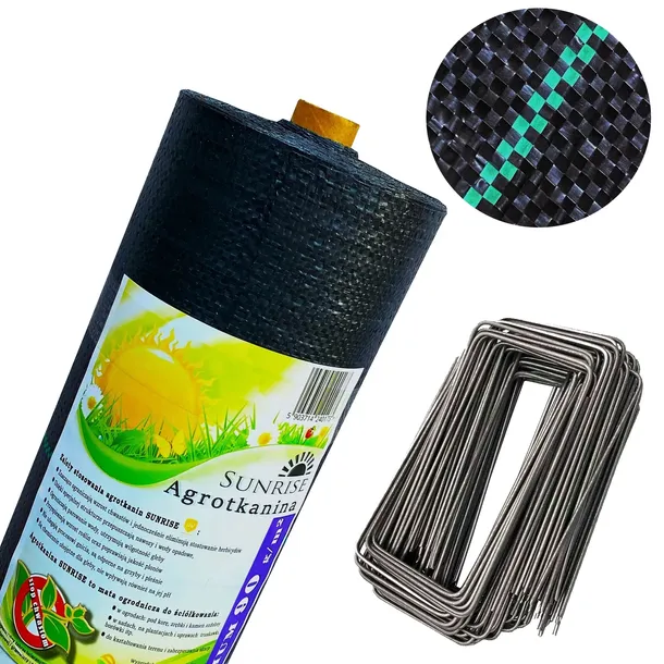Agrotkanina czarna 3,2x50m 90g mata antychwastowa mocna agrowłóknina +kotwy