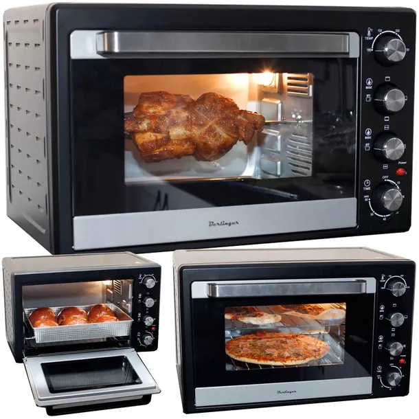 Mini Piekarnik 48L suszarka do grzybów - termoobieg rożno światło 2x szyba