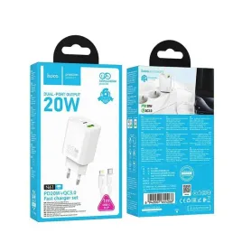 hoco-ladowarka-sieciowa-usb-a-typ-c-kabel-typ-c-do-lightning-pd-qc3-0