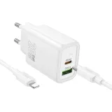 hoco-ladowarka-sieciowa-usb-a-typ-c-kabel-typ-c-do-lightning-pd-qc3-0-stan-nowy