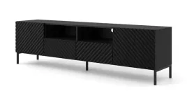 szafka-rtv-surf-200-cm-2d2s-czarny-mat-frez-nozki-czarne