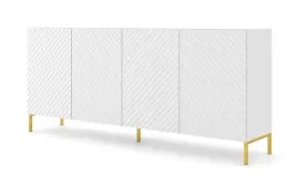 komoda-surf-200-cm-4d-frez-bialy-mat-nozki-zlote