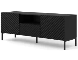 szafka-rtv-surf-150-cm-2d1s-czarny-mat-frez-nozki-czarne