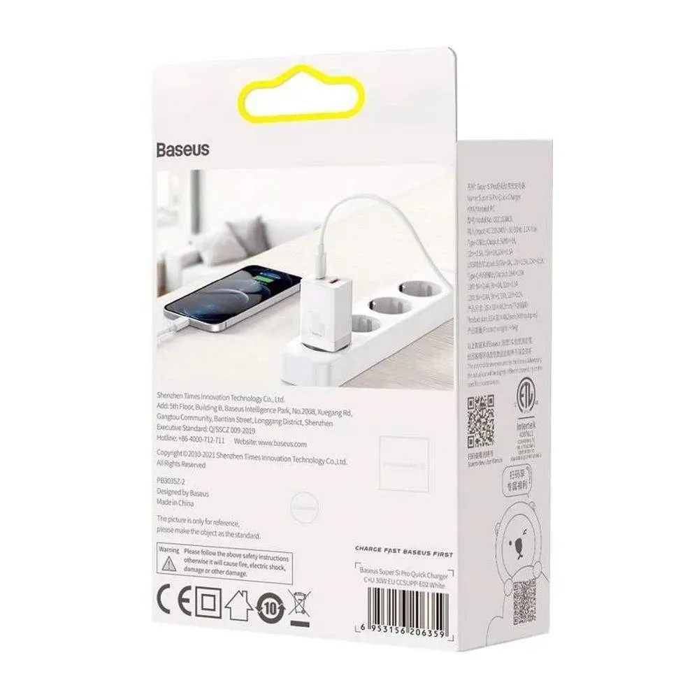 baseus-ladowarka-sieciowa-usb-typ-c-compact-super-si-pro-pd-30w-biala-stan-nowy