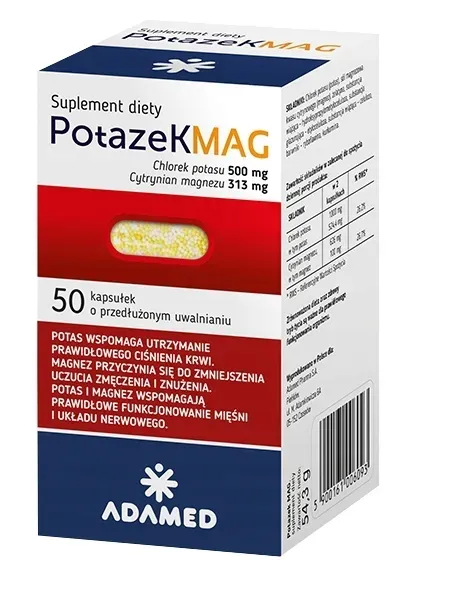 POTAZEK MAG Chlorek potasu 500mg 50 kapsułek