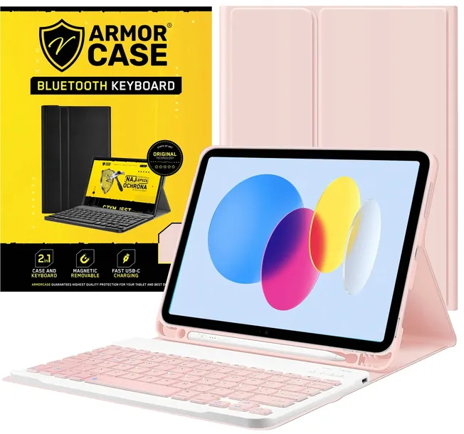 ETUI KLAWIATURA do APPLE IPAD 11.0" GEN 11 2025 A3355 A3356 A3354 RÓŻOWY