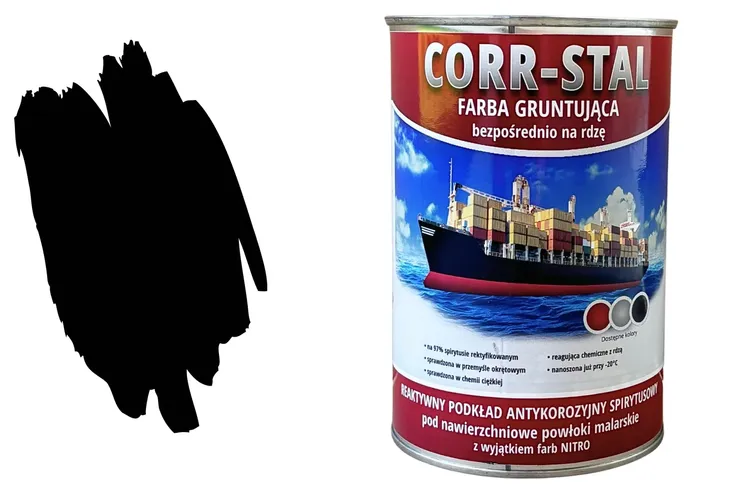 Farba do metalu na rdzę podkładowa okrętowa antykorozyjna CZARNY 1L