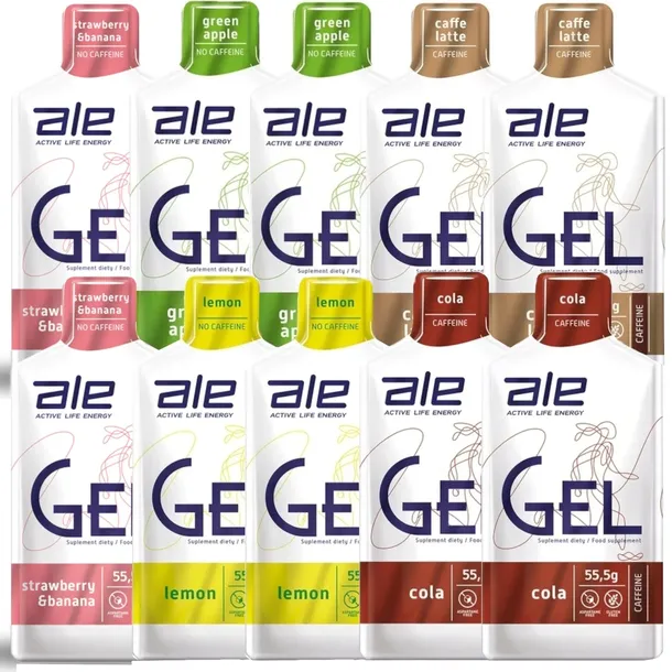 ALE GEL 55,5g ŻEL ENERGETYCZNY 10 SZTUK MIX SMAKÓW