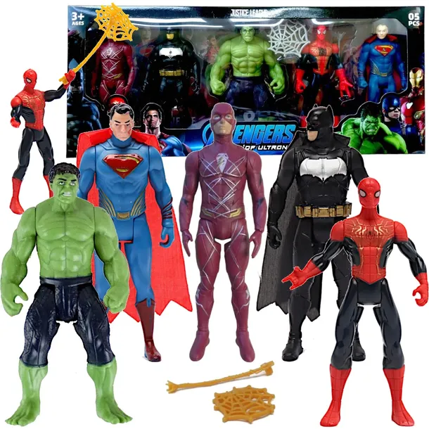 FIGURKi ZESTAW SUPERBOHATERÓW SPIDERMAN SUPERMAN BATMAN HULK IRON MAN HEROS
