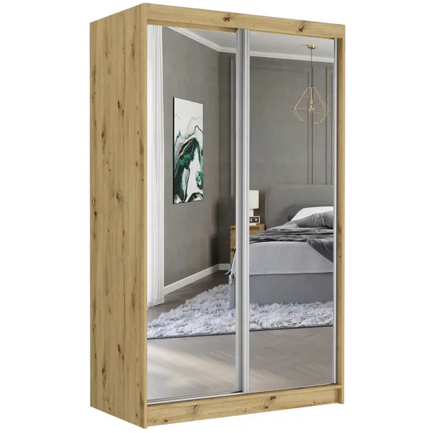 Szafa przesuwna Vega II o szerokości 120 cm, wyposażona w lustra