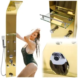 panel-prysznicowy-bateria-zlota-deszczownica-hydromasaz-wodospad-lazienka