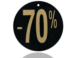 etykieta-okragla-kolko-fi-24-cm-70percent-tablica-cena-czarno-zlota-foliowana-