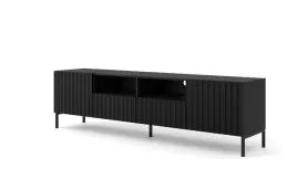 szafka-rtv-wave-200-2d2s-czarny-mat-nozki-metalowe-czarne-frezowane-fronty