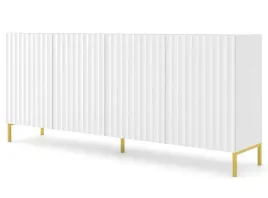 komoda-wave-200-cm-4d-frez-bialy-mat-nozki-zlote
