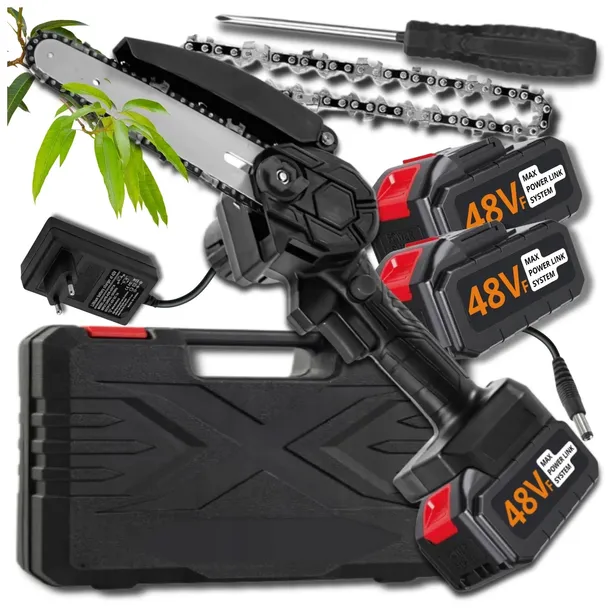 MOCNA PIŁA ŁAŃCUCHOWA AKUMULATOROWA 6” + 2X AKUMULATOR 48V 1200W ZESTAW XL
