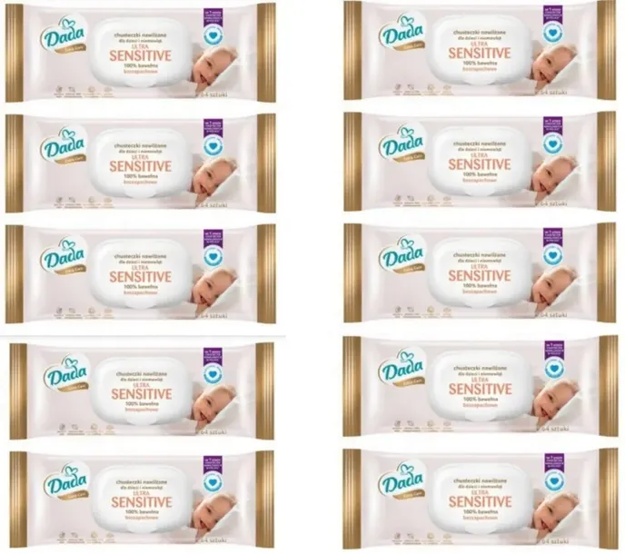 CHUSTECZKI NAWILŻANE DADA EXTRA CARE SENSITIVE BEZZAPACHOWE 64 szt.