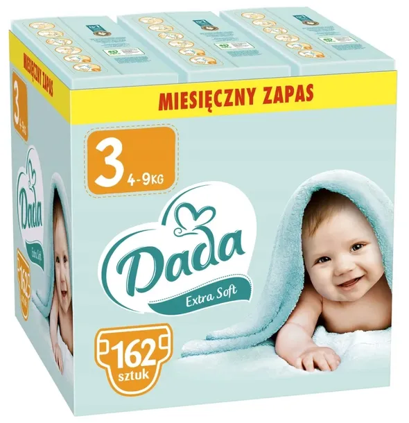 PIELUSZKI DADA EXTRA SOFT 3 4-9 kg 162 szt. ZAPAS